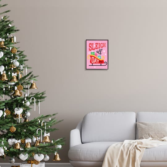 Stupell Industries Sleigh All Day Bold Gift Sled Framed Giclee Art